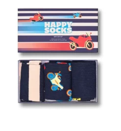 Happy Socks miesten sukat, 3-PACK NAVY GIFT SET Monivärinen Kuosi