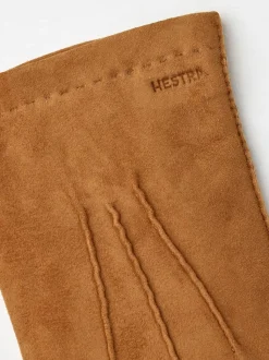 Hestra unisex käsineet ARTHUR SUEDE GLOVE WOOL LINING, konjakinruskea