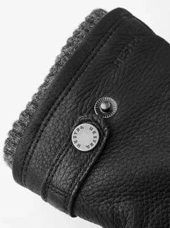 Hestra unisex käsineet UTSJÖ FLEECE LINER BUCKLE ELKSKIN GLOVE, musta