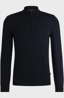 Hugo Boss Miesten Neulepusero, HALF ZIP MERINO Tummansininen