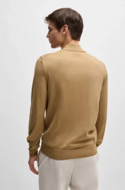 Hugo Boss Miesten Neulepusero, HALF ZIP MERINO Beige