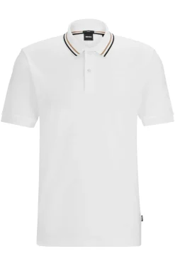 Hugo Boss Miesten Trikoo T-paita polokauluksella, PENROSE 38 NOS Valkoinen