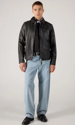 Human Scales miesten nahkatakki Mason Leather Jacket NOS, musta