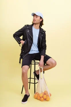 HUMAN SCALES Unisex Oversize Nahkatakki, EMELIE LEATHERJACKET Musta