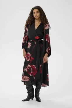 Inwear Dawn Basira Wrap Dress, Black Poppy Rose