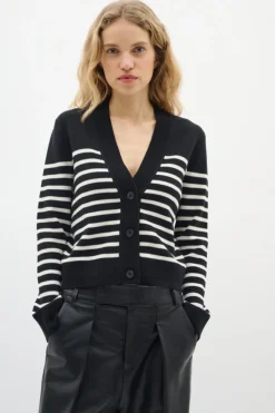 Inwear naisten neuletakki, WALLISIW CARDIGAN Black Stripe