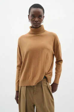 Inwear naisten pooloneule GLEAIW KELLSIE TURTLENECK, Tobacco Brown
