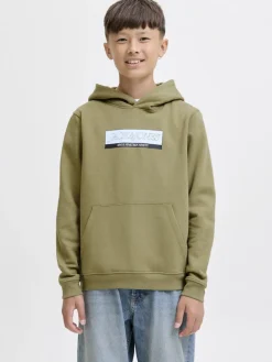 Jack and Jones junior huppari, JORINWOOD BLOCK BRANDING Tummanvihreä