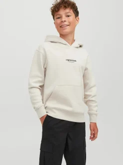 Jack and Jones junior huppari, JORVESTERBRO SWEAT HOOD Luonnonvalkoinen