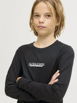 Jack and Jones Junior lasten paita JORBLEECKER MINIMAL TEE LS CREW NECK JNR, musta