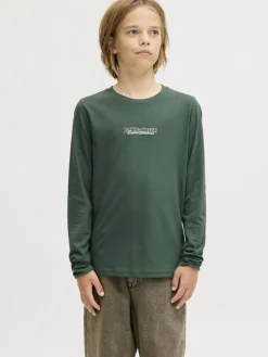 Jack and Jones Junior lasten paita JORBLEECKER MINIMAL TEE LS CREW NECK JNR, vihreä