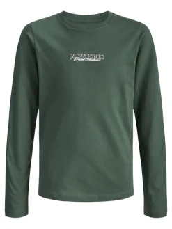 Jack and Jones Junior lasten paita JORBLEECKER MINIMAL TEE LS CREW NECK JNR, vihreä