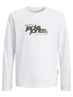 Jack and jones junior t-paita, JCOGRID BRANDING TEE LS CREW NECK JNR Valkoinen