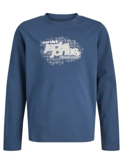 Jack and jones junior t-paita, JCOGRID BRANDING TEE LS CREW NECK JNR Petroolinsininen