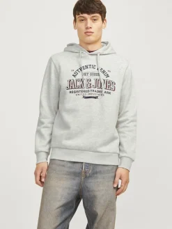 Jack and Jones Miesten Huppari, JJELOGO SWEAT HOODIE NOOS White