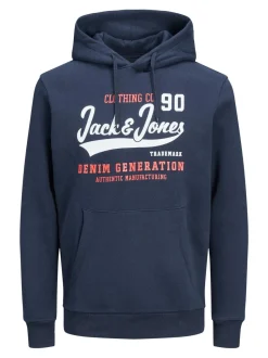 Jack and Jones Miesten Huppari, JJELOGO SWEAT HOOD Tummansininen