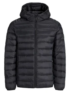 Jack and Jones miesten takki JJEBRADLEY LIGHT PUFFER HOOD NOOS, musta
