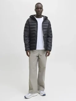 Jack and Jones miesten takki JJEBRADLEY LIGHT PUFFER HOOD NOOS, musta