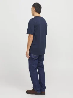 Jack and Jones miesten t-paita, JJELOGO TEE SS O-NECK 2 COL SS25 SN Sky Captain