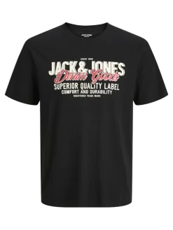Jack and Jones miesten t-paita, JJELOGO TEE SS O-NECK 2 COL AW25 SN Black