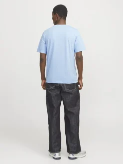 Jack and Jones miesten t-paita, JJELOGO TEE SS O-NECK 2 COL SS25 SN Chambray Blue