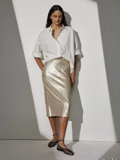 JcSophie naisten hame, GIANNI SKIRT Kullankeltainen