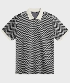 J.Lindeberg miesten pikeepaita, DEVON JACQUARD POLO Mustavalkoinen