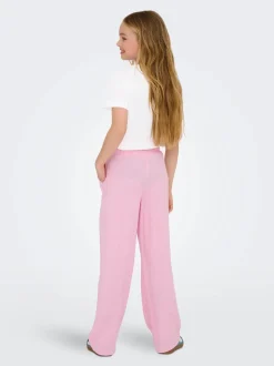 Kids Only lasten housut, KOGSIESTA PULL-UP LINEN BLEND PANT Vaaleanpunainen