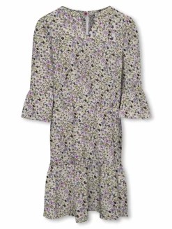 Kids Only lasten mekko, KOGGLOW LIFE ALBERTE 3/4 DRESS AOP Valkopohjainen Kuosi