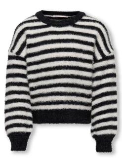 Kids Only lasten neule, KOGNEWPIUMO LS PULLOVER NOOS Raidallinen Musta