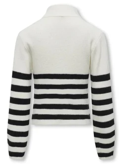 Kids Only Lasten Neulepusero, KOGFRANCA HALF ZIP LS STRIPE KNIT Mustavalkoinen
