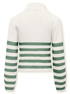 Kids Only Lasten Neulepusero, KOGFRANCA HALF ZIP LS STRIPE KNIT Mustavalkoinen