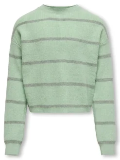 Kids Only Lasten Neulepusero, KOGFRANCA SHORT STRIPE KNIT NOOS Vaaleanvihreä