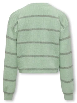 Kids Only Lasten Neulepusero, KOGFRANCA SHORT STRIPE KNIT NOOS Vaaleanvihreä