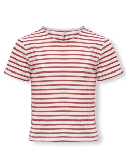Kids Only Lasten T-paita, KOGNELLA STRIPED SS O-NECK TOP Raidallinen Punainen