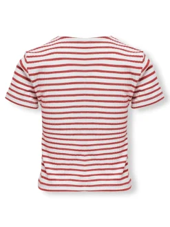 Kids Only Lasten T-paita, KOGNELLA STRIPED SS O-NECK TOP Raidallinen Punainen
