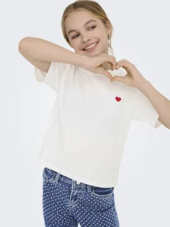 Kids Only lasten t-paita, KOGMAIKEN LIFE CROPHEART SS TOP Valkoinen