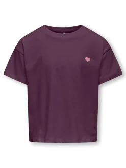 Kids Only lasten t-paita, KOGMAIKEN LIFE CROPHEART SS TOP Viininpunainen