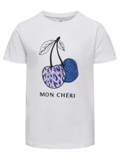 Kids Only t-paita, KOGPHILINE REG SS PRINT TOP BOX Valkoinen