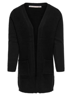 Kids Only Tyttöjen Neuletakki, KOGLESLY LS OPEN CARDIGAN Musta