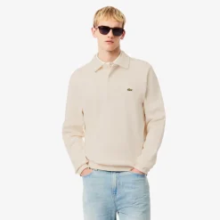 Lacoste miesten collegepaita Classic Fit Polo Collar Ribbed Sweater, luonnonvalkoinen