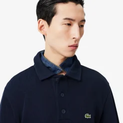 Lacoste miesten collegepaita Classic Fit Polo Collar Ribbed Sweater, tummansininen