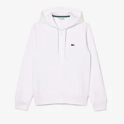 Lacoste Miesten Huppari, LACOSTE REGULAR FIT BRUSHED ZIPPERED Valkoinen