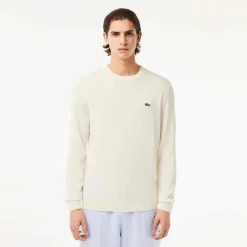 Lacoste miesten neulepusero, REGULAR FIT CREW NECK SWEATER Luonnonvalkoinen