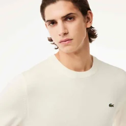 Lacoste miesten neulepusero, REGULAR FIT CREW NECK SWEATER Luonnonvalkoinen