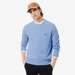 Lacoste miesten neulepusero K MONOCHROME CARDED WOOL NECK SWEATER, vaaleansininen