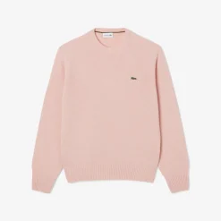 Lacoste miesten neulepusero K MONOCHROME CARDED WOOL NECK SWEATER, vaaleanpunainen