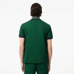 Lacoste Miesten Poolopaita, CLASSIC FIT CONTRAST COLLAR MONOGRAM Vihreä Kuosi