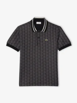 Lacoste Miesten Poolopaita, CLASSIC FIT CONTRAST COLLAR MONOGRAM Musta