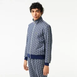 Lacoste Miesten Verryttelytakki, PARIS JACQUARD MONOGRAM ZIPPED Sininen Kuosi